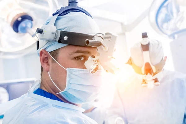 Portrait Spinal Surgeon Operating Room Surgery Equipment Modern Medical Background — Stock Photo, Image