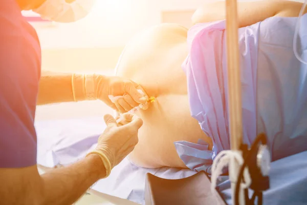 Epidurale Anesthesie Injecties Maak Klaar Voor Operatie Medische Achtergrond — Stockfoto