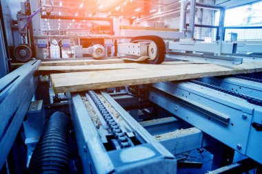 Ahşap zemin fabrikasının üretim hattı, endüstriyel arka plan