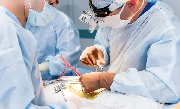 Spinal Surgery Group Surgeons Operating Room Surgery Equipment Laminectomy Modern — Stock Photo, Image