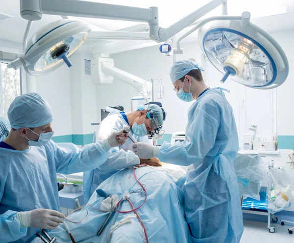 Spinal Surgery Group Surgeons Operating Room Surgery Equipment Laminectomy Modern — Stock Photo, Image