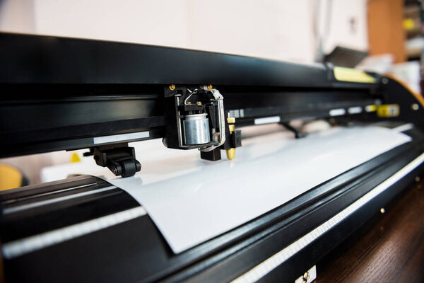 Fabric industry production line. Textile factory. Working tailoring process