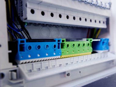 Devre kesicili elektrik santrali. Elektrik arkaplanı.