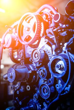 Motorun bir parçası. Otomobil konsepti. Tasarım arka planı