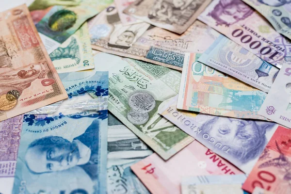 Farklı ülkelerin kağıt para geçmişi — Stok fotoğraf