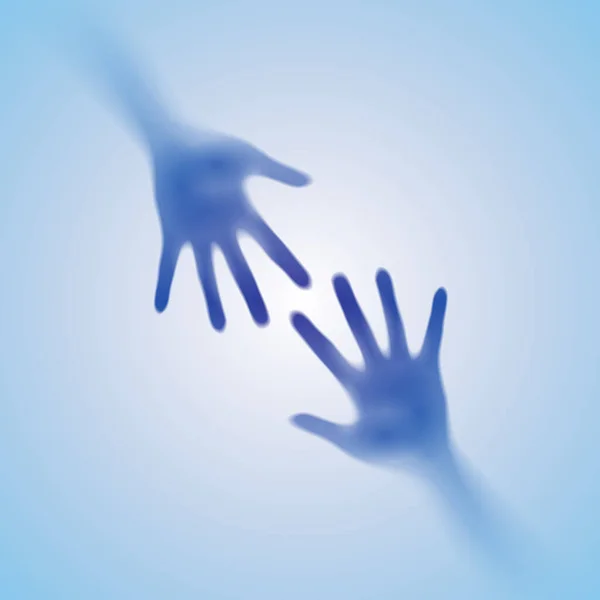 Segítő Kéz Ködben Illusztráció Kék Alapon — Stock Vector