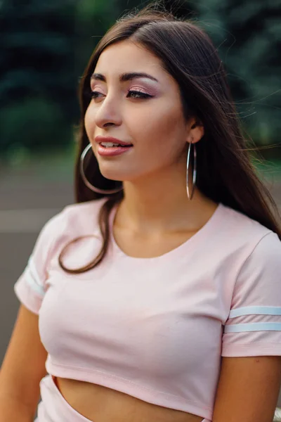 Portrait Young Attractivemiddle Eastern Woman Make Long Hair — Stock Photo, Image