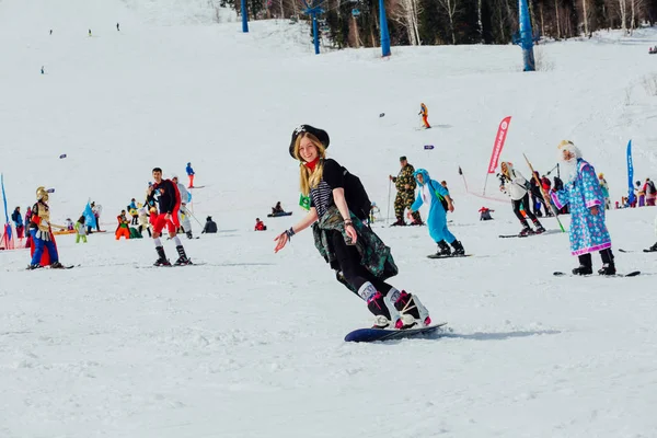 Sheregesh Região Kemerovo Rússia Abril 2018 Grelka Fest Uma Atividade — Fotografia de Stock