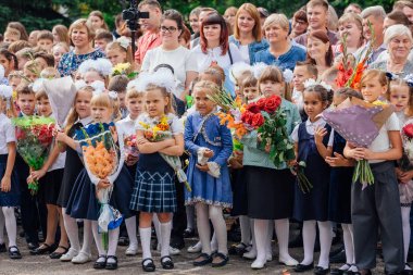 Novokuznetsk, Kemerovo Region, Rusya-Eyl, 1, 2018: Eylül ilk-Rusya bilgi günü.