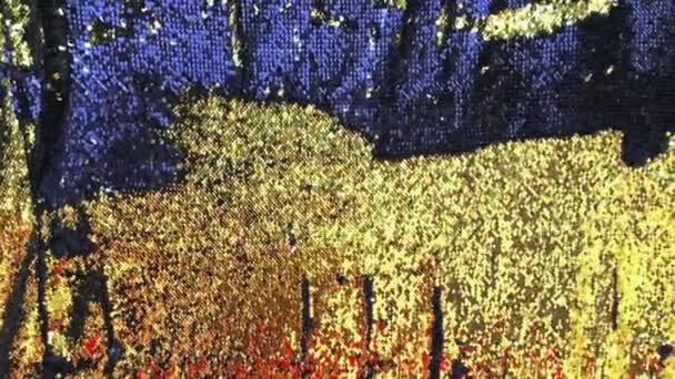 Or brillant Paillettes fond scintillant. Brillant textile pailleté mode scintillante — Video