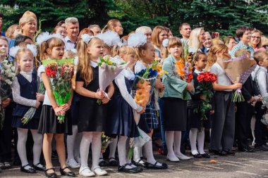 Novokuznetsk, Kemerovo Region, Rusya-Eyl, 1, 2018: Eylül ilk-Rusya bilgi günü.