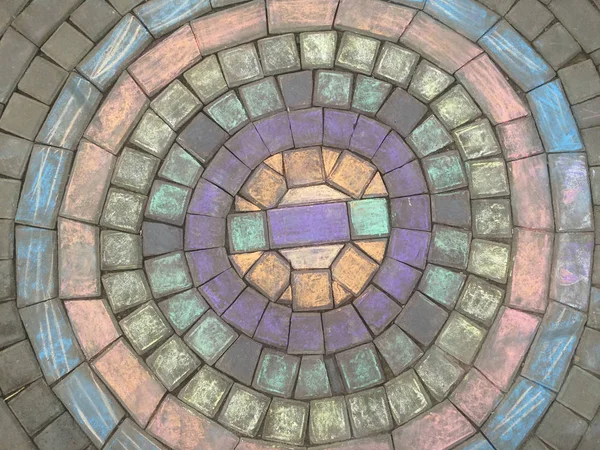 Stone paving texture painted with colorful chalk — Stock Photo, Image