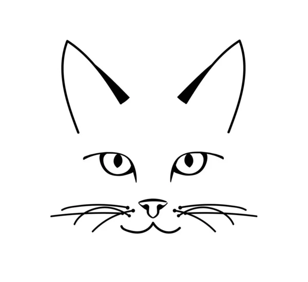 Vetor Bonito Design Rosto Gato Fundo Branco Ilustração Vetorial Animais — Vetor de Stock