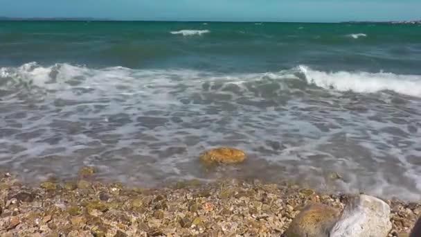 Vague Douce Océan Bleu Sur Plage Sable — Video