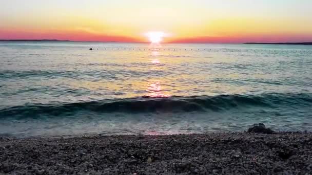 Coucher Soleil Sur Mer Croatie Zadar — Video