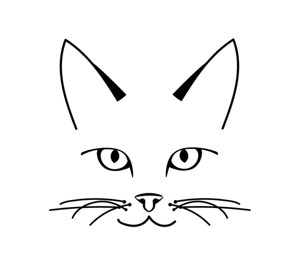 Σχέδιο Πρόσωπο Χαριτωμένο Φάτσα Γάτα Λευκό Φόντο Απεικόνιση Διάνυσμα Κατοικίδιο — Διανυσματικό Αρχείο