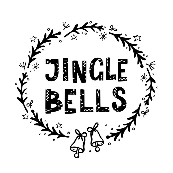 Jingle Bells tebrik kartı. El yazı ile — Stok Vektör