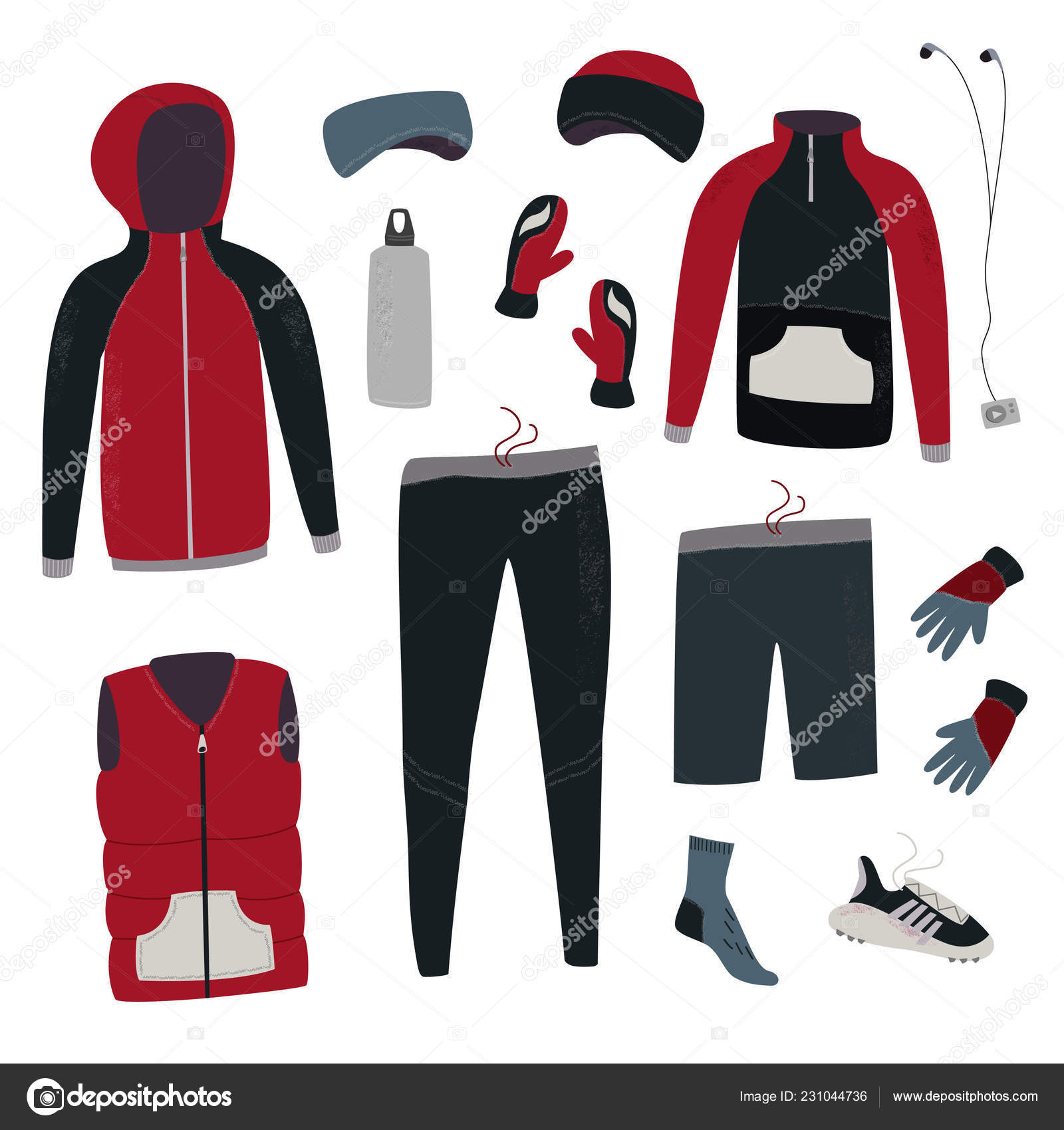 running clothes and accessories