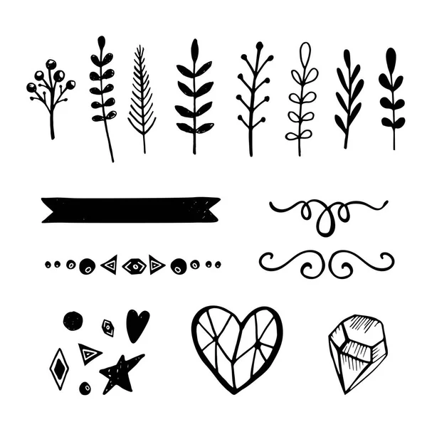 Set van 15 hand getrokken vector decoratieve elementen voor uw ontwerp. — Stockvector