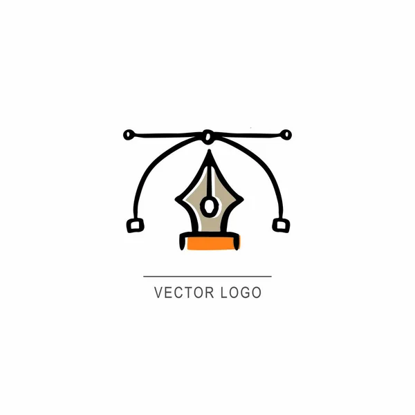 Logovorlage. Vektor-Stift-Werkzeug-Symbol mit einfachem Text. — Stockvektor