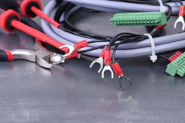 Cables Eléctricos Con Terminal Conector — Foto de Stock