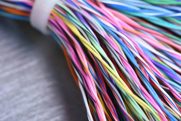 Bando Fios Elétricos Coloridos Closeup — Fotografia de Stock