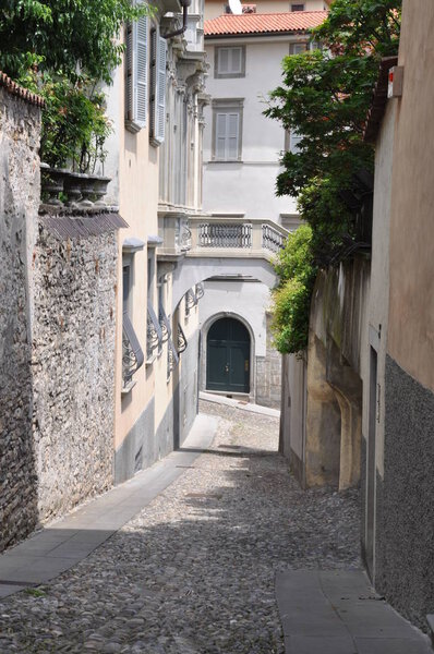 Narrow street of Bergamo Italy