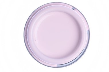 Pembe boya beyaz arka plan üzerinde üstten görünüm izole kapak