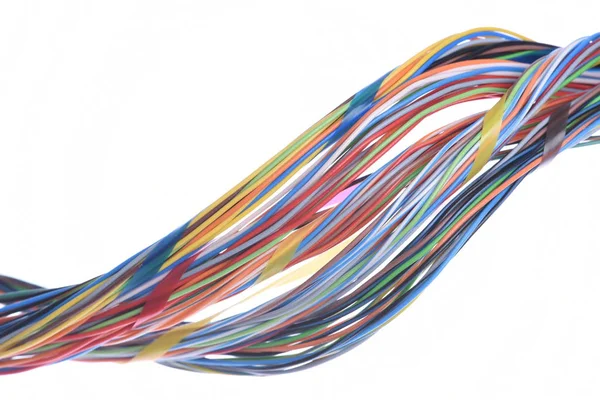 Разноцветный Электрический Провод Изолирован Белом Фоне — стоковое фото
