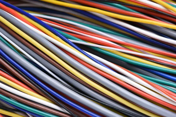 Zbliżenie Kabli Przewodów Sieci Elektrycznych Systemów — Zdjęcie stockowe