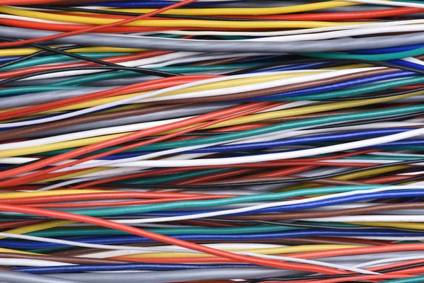 Kleurrijke Elektrische Installatie Kabels — Stockfoto