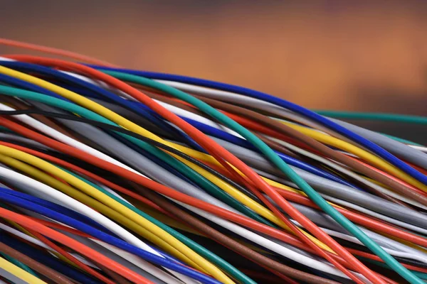 Colored computer cable closeup