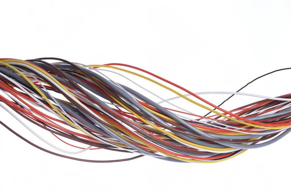 Gekleurde Computer Kabel Geïsoleerd Witte Achtergrond — Stockfoto