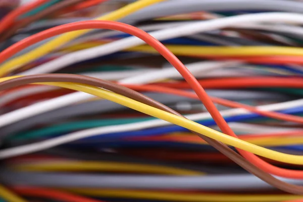 Bunte Elektrische Kabel Der Telekommunikation Und Stromnetz Verwendet — Stockfoto