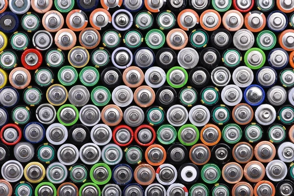 Oude Alkaline Batterijen Formaat Bovenaanzicht — Stockfoto