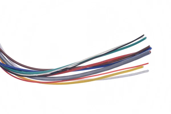 Elektrische Computer Kabel Draad Geïsoleerd Witte Achtergrond — Stockfoto