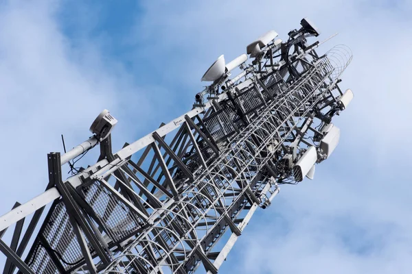 Telecommunications Tower with Antenna and Equipment of Cellular Base Station