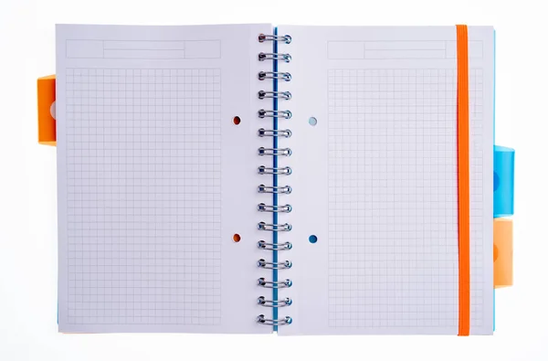 Notebook Aberto Isolado Fundo Branco — Fotografia de Stock