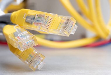 Ethernet bilgisayar ağ kablolarının yakın çekim