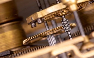 Dişliler mekanizması antika saat yakın çekim