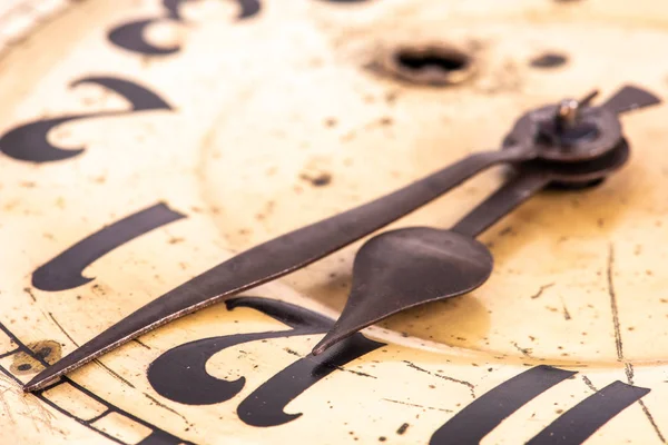 Antique Clock Closeup Pointer Time Twelve — Stock Photo, Image