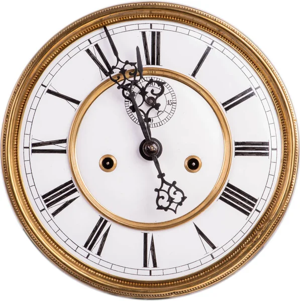 Old Antique Clock Face Roman Numeral Isolated White Background — Stock Photo, Image