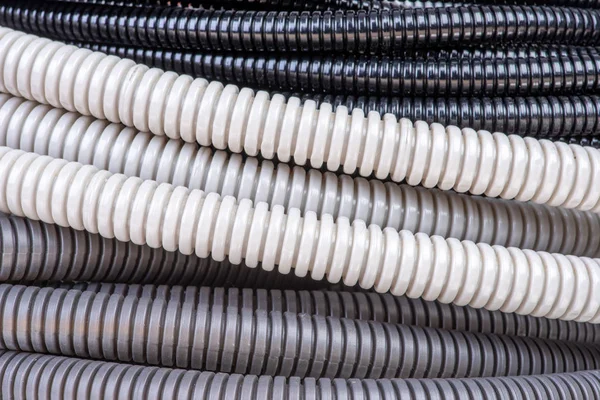 Electrical Plastic Corrugated Pipe Background — Stock Photo, Image