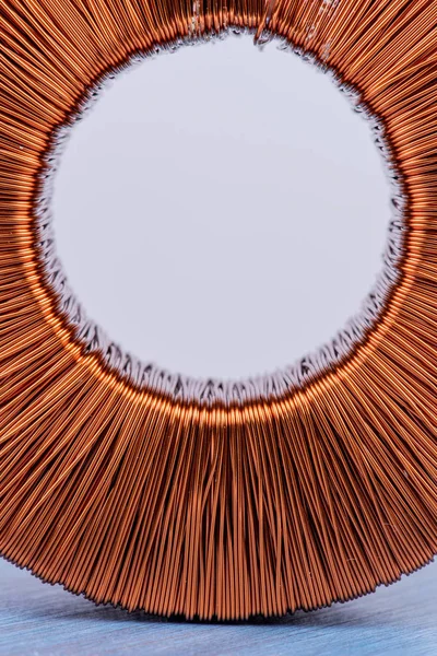Koppar Spole Magnetfält Närbild — Stockfoto