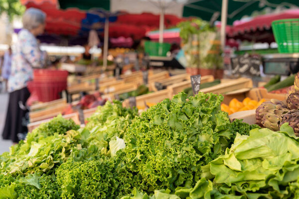 Green lettuce on street market, Abbel-en-Provence, France
