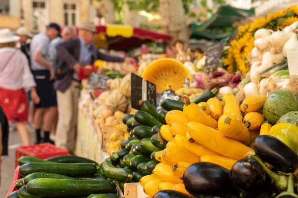 Légumes Frais Sur Marché Rue Aix Provence France — Photo