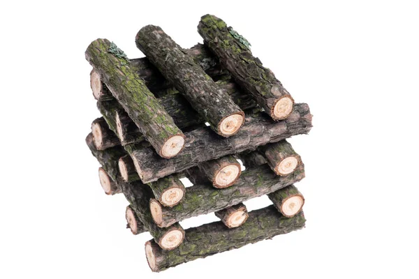 Stack Pine Firewood Isolated White Background — Stock Photo, Image