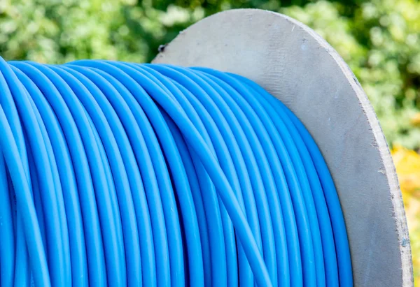 Tambor Cable Con Cable Azul — Foto de Stock