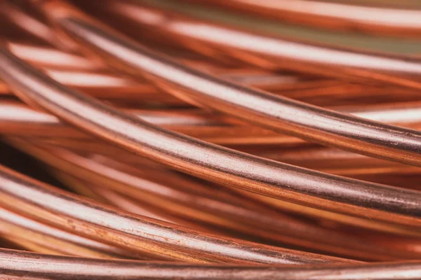Raw material shiny copper wire close-up