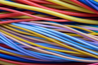 Kablo ve tel bilgisayar ağ sistemleri içinde closeup 